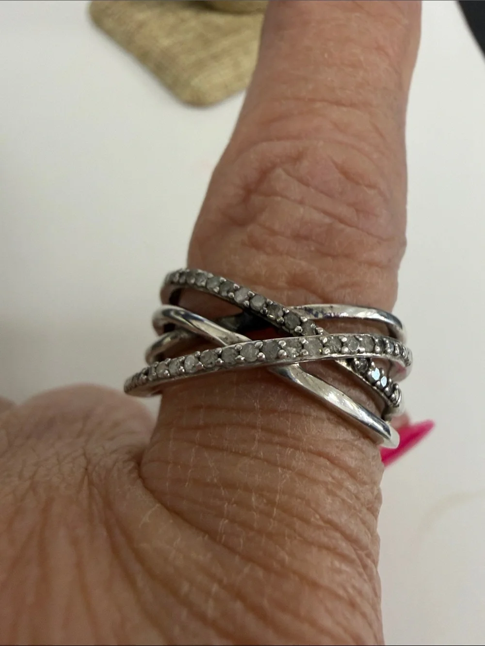 Sterling Silver Diamond  Ring  size 9